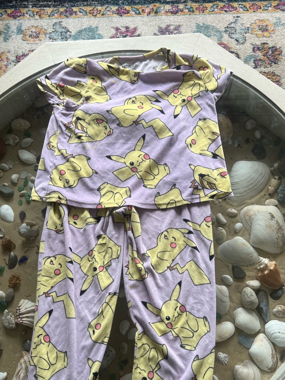 Kids Pikachu Lavender Pajama Set - Cute Yellow Character Print
